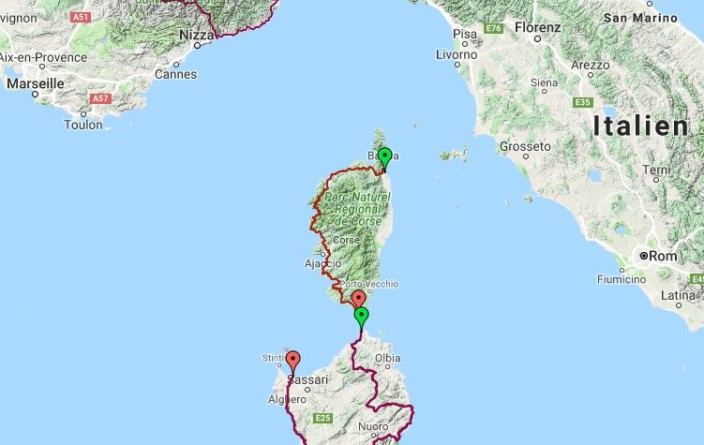 Tourplanung Korsika/Sardinien