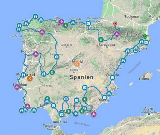 Tourplanung Spanien-Portugal 2017