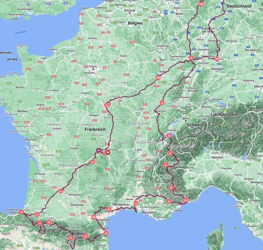 Track der RdGA und Pyrenäen