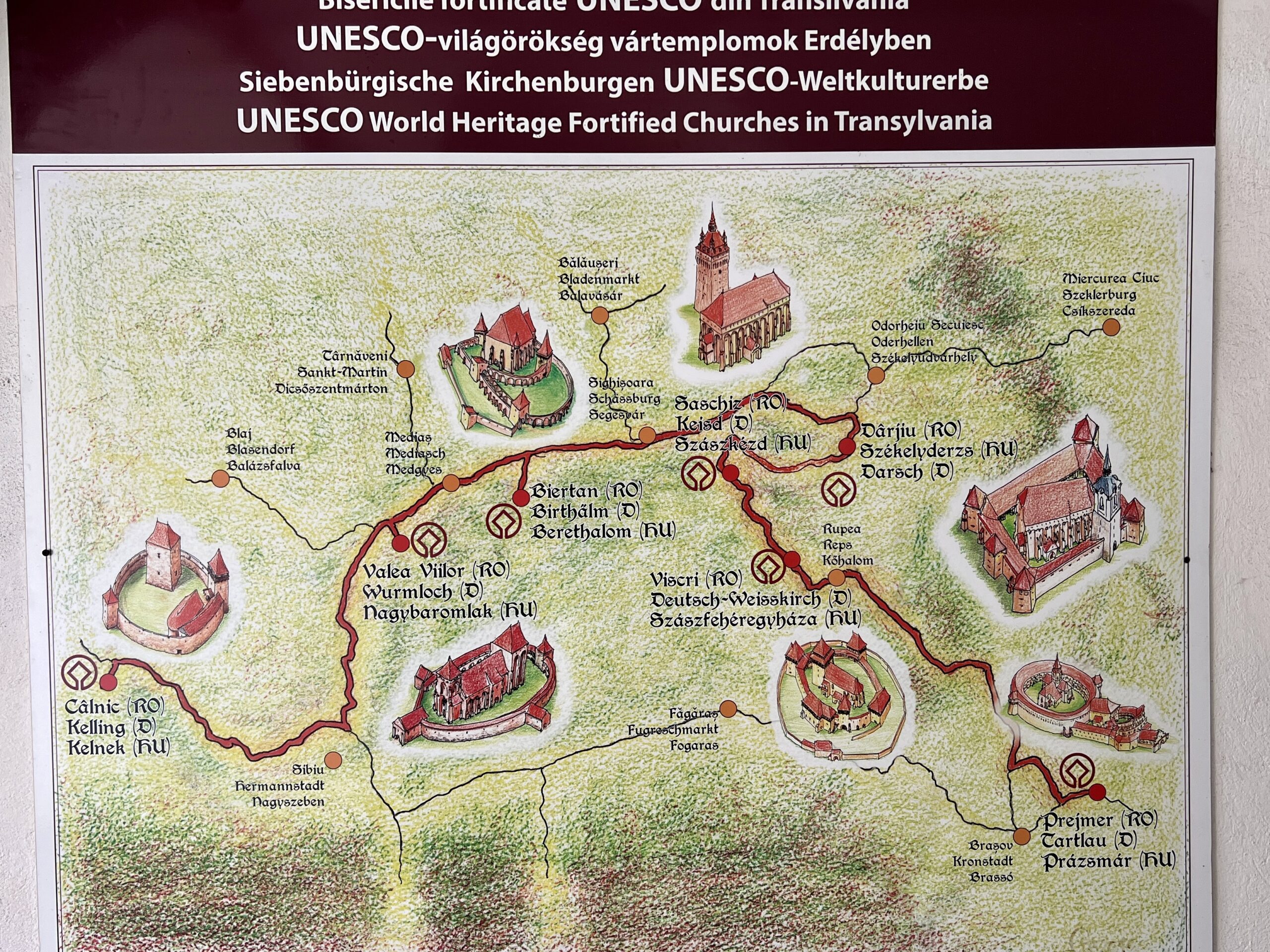 Karte der Kirchenburgen in Siebenbürgen